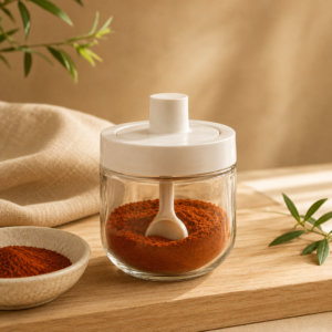 Especiero con Cuchara de Vidrio 11.5cm